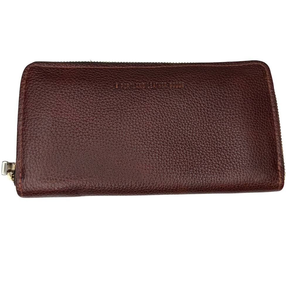 Portland Leather Goods Accordion Zip Wallet Nutmeg Full Grain Leather New
